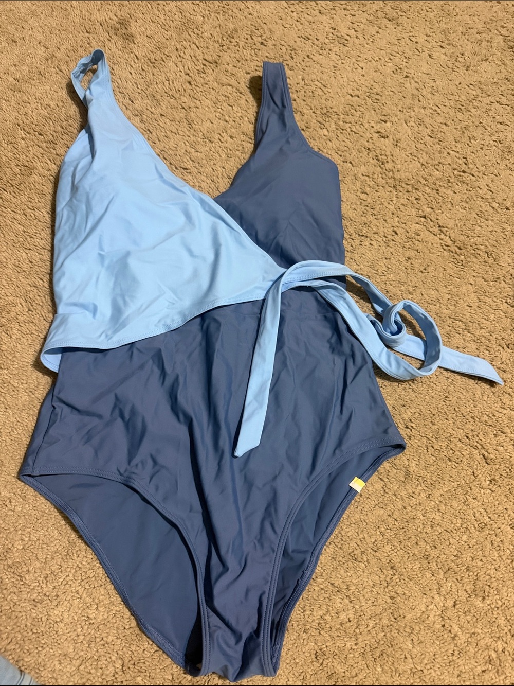 summersalt Light Blue & Navy Wrap One-Piece with Side Tie